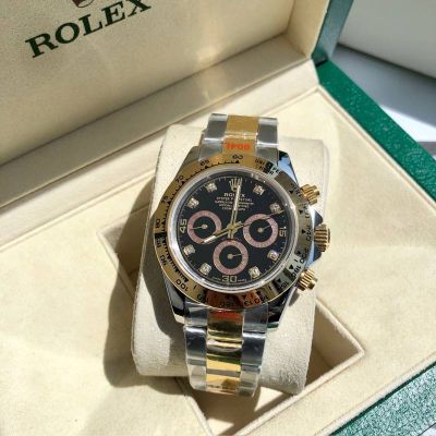 ROLEX Daytona 904L Steel Self-produced Movement Gold Bezel Black Premium Watch